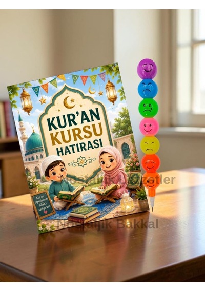 10 Adet Kur'an Kursu Hatırası Emoji Yumurtlayan Kurşun Kalem Tebrik Kartı Hediye Seti