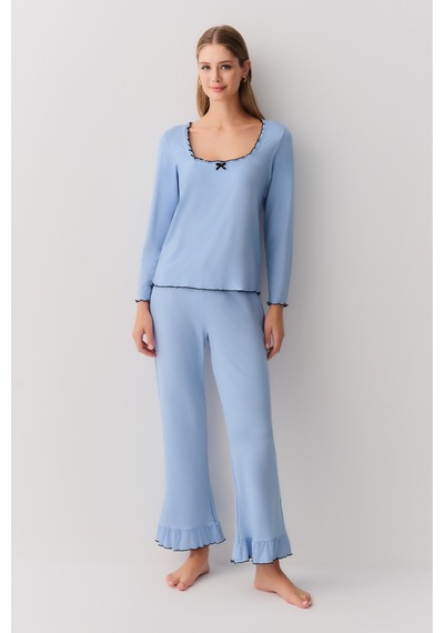 Suwen Lina Pijama Takımı Mavi