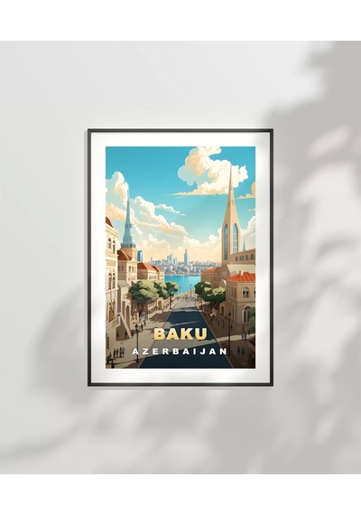 Çerçevesiz Poster Bakü Nün Modern Ve Tarihi Yüzü