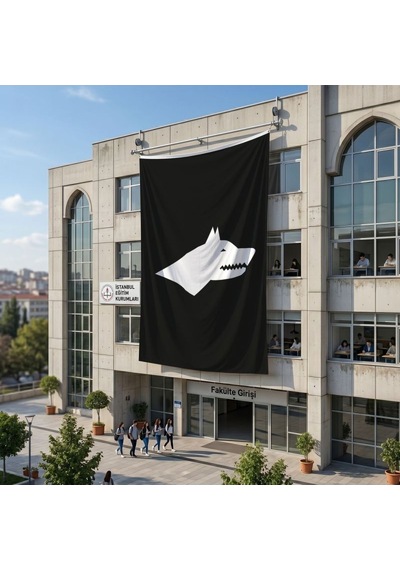Siyah Beyaz Göktürk Bayrağı 140gr Premium Raşel Kumaş 6x9 Metre Diğer