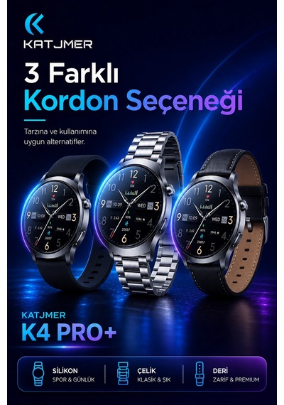 Kavisli Cam Tasarımlı Akıllı Saat Amoled Ekran Üç Kordonlu Günlük Kullanım Seti
