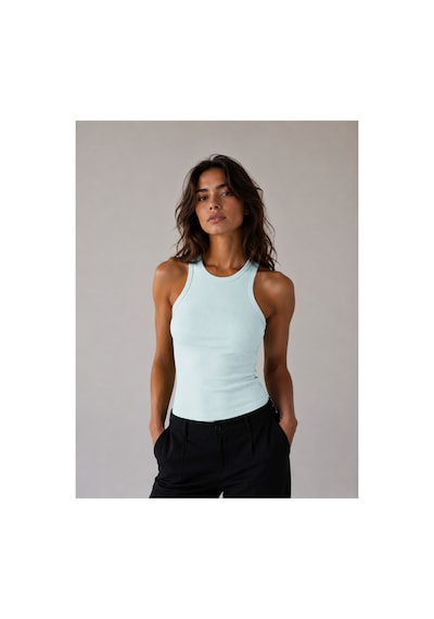 Parshey Kadın Slim Fit Halter Yaka Kolsuz Basic Atlet Body Mavi