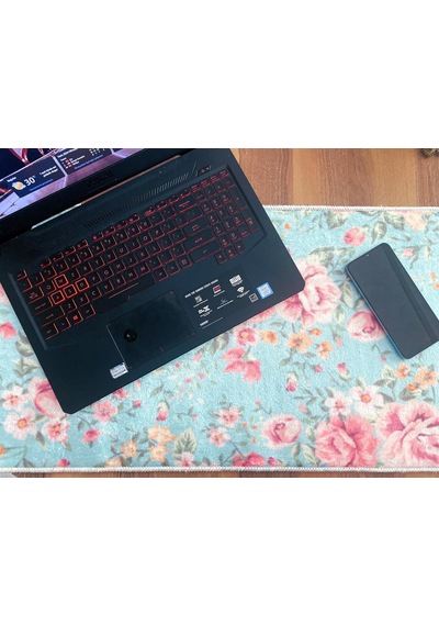 Mikrofiber Dekoratif Mouse Pad, 7mm Kalınlık, Kaygansız Taban, Leke Tutmaz, Su Geçirmez, Ofis Aksesuarı Turkuaz, 40x80cm