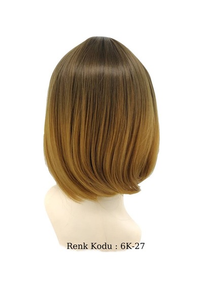 Küt Model Fiber Sentetik Peruk Koyu Kumral Karamel Ombre No-6K-27