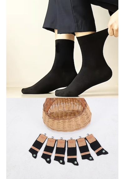 Ozzy Socks 6 Çift Yumuşak Dokulu Erkek Siyah Bambu Dikişsiz Soket Çorap Seti Siyah