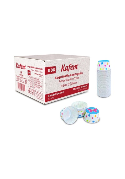 Kafem Kelebekli Muffin Kek Kapsülü 50li X 30 Paket Koli - K06 Kelebek