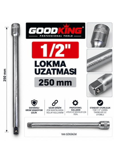 Goodking 1/2 Lokma Uzatma Ara Kolu 250mm