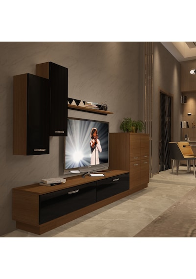 Decoraktiv Eko 6b Slm Dvd Tv Ünitesi Tv Sehpası Ceviz - Siyah