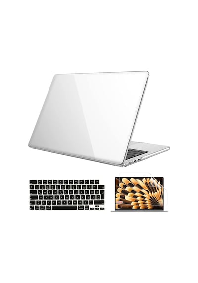 Novstrap Apple Uyumlu MacBook Air M3 Çip 13.6 İnç A3113 İle Parlak Kılıf + Siyah Klavye Kılıfı +film Karışık Çok Renkli