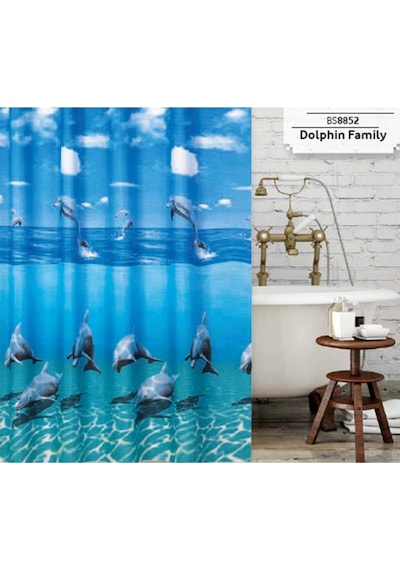 Prado Dolphin Banyo Perdesi Duş Perdesi 180x200cm Çok Renkli