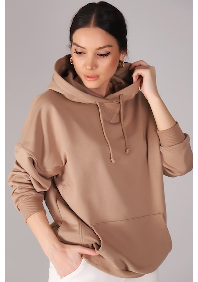 Sweetness Kadın Bej Kapüşonlu Sweatshirt Bej