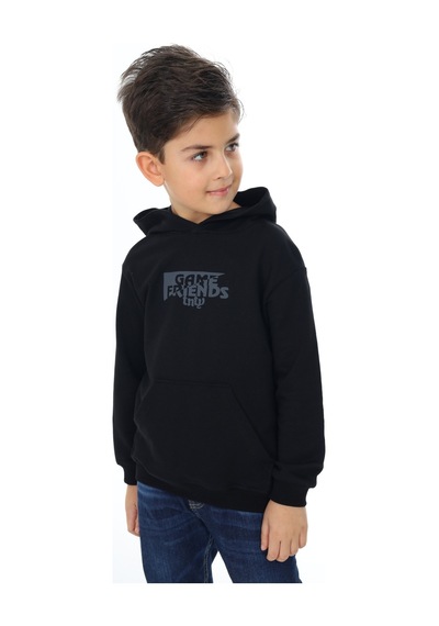 Toontoy Kids Toontoy Erkek Çocuk Relax Fit Kapüşonlu Cepli Düşük Omuz Baskılı Sweatshirt - 2 İplik Siyah Toontoy Kids Toontoy Erkek Çocuk Relax Fit Kapüşonlu Cepli Düşük Omuz Baskılı Sweatshirt - 2 İplik Siyah