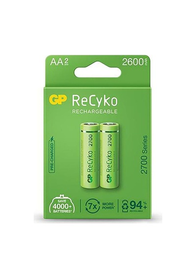 AYT Ticaret HT-101 GP 2600 R6 AA KALEM ŞARJLI PİL 2Lİ BLS PAKET RECYKO YEŞİL