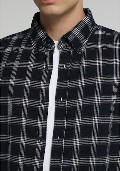Colin's Colins Regular Fit Shirt Neck Ekoseli Erkek Lacivert Uzun Kol Gömlek Cl1083453 Q1.v1 Nav