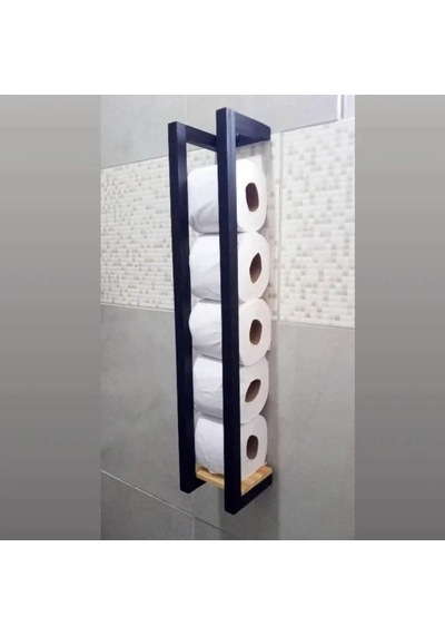 Kuzela Metal Ahşap Banyo Havluluk Raf Vetuvalet Kağıtlığı Rafı Ceviz