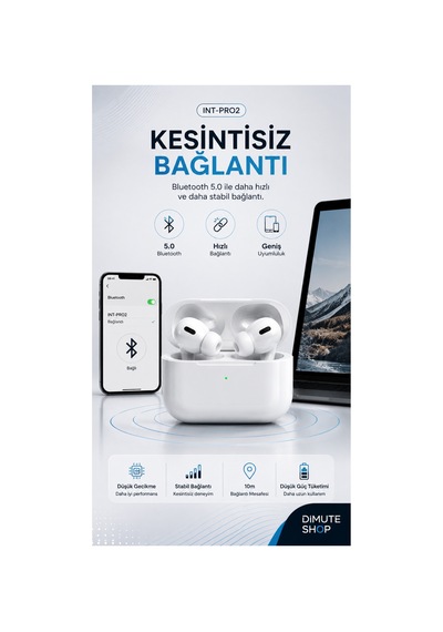 Int Pro 2 Anc Tws Bluetooth Kulaklık Kablosuz In-ear 25db Gürültü Azaltma Bt 5.0 Beyaz - 889163619