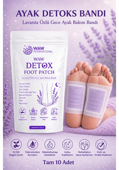 Waw Detox Foot Patch 10 Adet Lavanta Özlü Gece Ayak Bakım Bandı