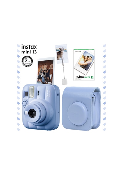 Instax Mini 13 Fotoğraf Makinesi Deri Çanta Kıskaç + 10'lu Film Hediye Seti