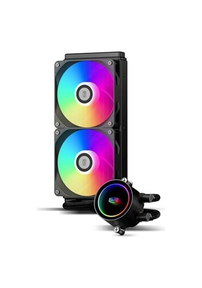 Cps Da240 Argb Aıo Sıvı Soğutucu, Çift Argb Fanlı 240mm Cpu Soğutucu, Yüksek Performanslı 3000 Rpm Pompa Hızı, Pc Oyun İçin Verimli 240mm Aıo Soğutucu Siyah