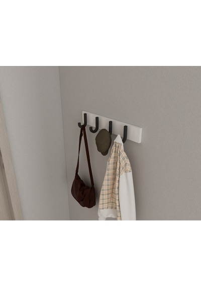 Hepsi3boyutlu Modern Duvar & Kapı Baston Askılık - 4 Adet Siyah J Askılık - Model No : 6 Siyah