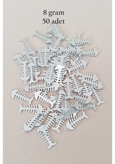 Oya Abiye Bileklik Kolye Pleksi Metalik Plastik Pul Gümüş Renk 8 Gram 50 Adet - Bnc529