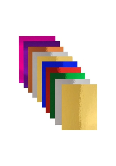 Artlantis Metalik Aynalı Fon Kartonu 10 Renk 50x70 Cm 1 Paket Okul Sınıf Dekoratif Pırıltılı Folyo Kağıt Genel