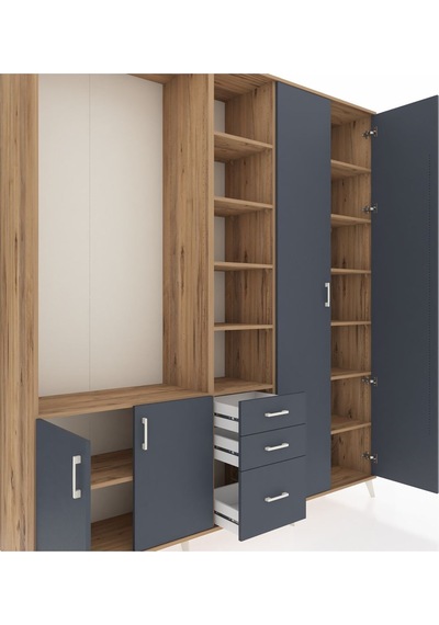 Hyperion Dolap 13 Raflı 3 Çekmeceli 4 Kapaklı 220x44x243 Çam-antrasit/antrasit Çok Renkli Hyperion Dolap 13 Raflı 3 Çekmeceli 4 Kapaklı 220x44x243 Çam-antrasit/antrasit Çok Renkli