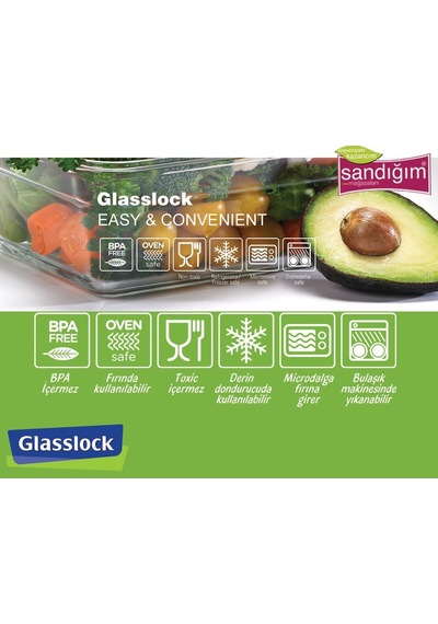 Glasslock Kare Cam Saklama Kabı 900 Ml Mcsb090