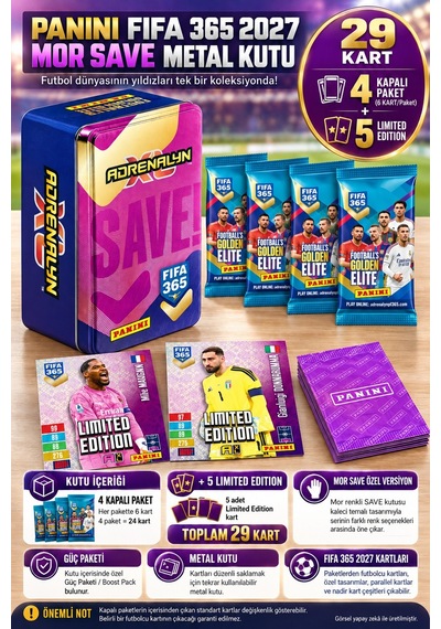 Panini Fıfa 365 2027 Mor Save Metal Kutu 29 Kart 5 Limited Edition Futbolcu Kartı