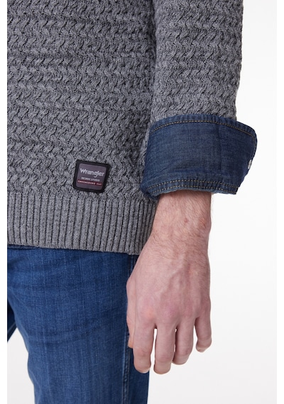 Wrangler Regular Fit Normal Kesim Bisiklet Yaka Gri Melanj Erkek Triko Kazak W232580036 Gri Melanj