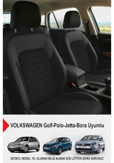 Mocha Taytüyü Oto Koltuk Kılıfı Volkswagen Bora-golf-jetta-polo Uyumlu Siyah