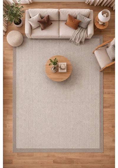 Mess Modern Dekoratif Yumuşak Dokulu Sisal Halı 3939 Krem Vizon Çok Renkli