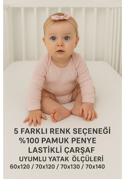 Bebek Lastikli Çarşaf %100 Pamuklu Penye Park Yatak 60x120 70x110 70x120 70x130 70x140