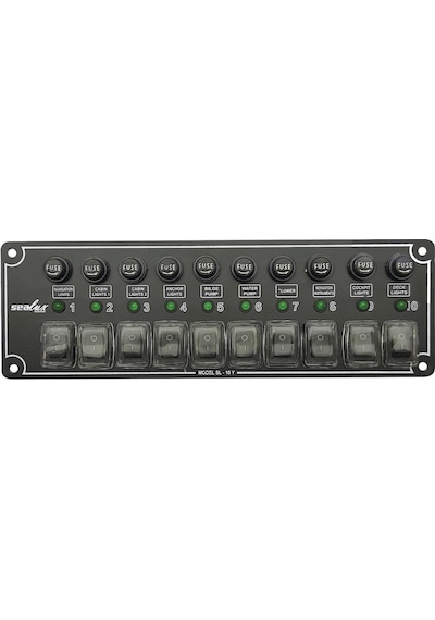 10 Anahtarli Izoleli Yatay Switch Panel / Tekne Ve Karavan Sigort