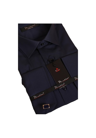 Dicotto Lacivert Dar Kesim Micro Kumaş Kol Düğmeli Slim Fit Erkek Gömlek - 201-12 001
