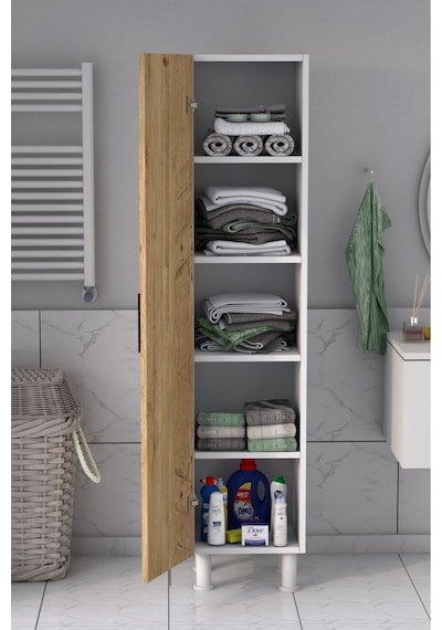 5 Raflı Banyo Boy Dolabı Beyaz Çam Atlantik Çam - Beyaz