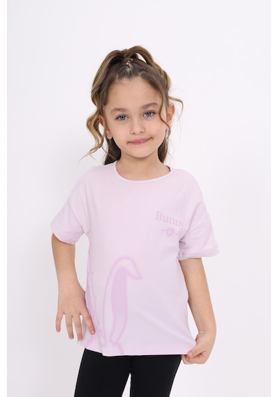 Toontoy Kids Toontoy Kız Çocuk Bunny Baskılı Tişört Açık Lila
