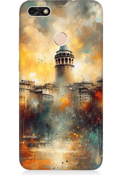 Huawei P9 Lite Mini Uyumlu Galata'da Sisli Gün Desenli Silikon Kılıf Çok Renkli