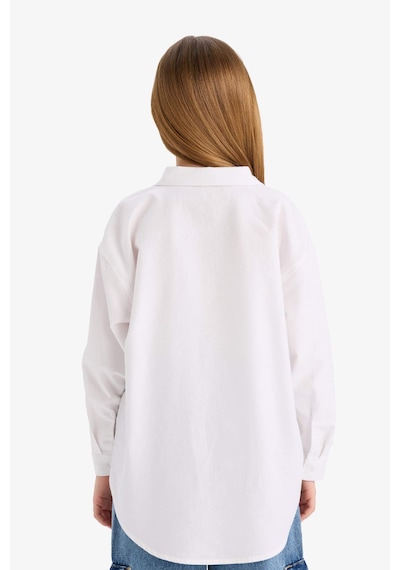 Defacto Kız Çocuk Okula Dönüş Oversize Geniş Kalıp Oxford Uzun Kollu Gömlek C7482a825auwt34 Beyaz