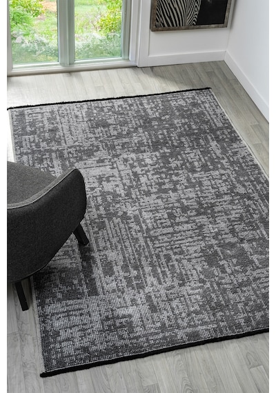 Antik Gri Halı Yıkanabilir Kaymaz Taban Şönil Kilim Dokuma Pamuk Taban Kilim 10119a Gri