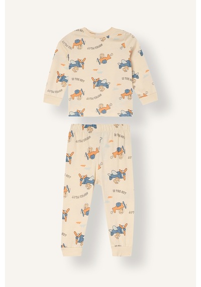 Defacto Baskılı 2li Pijama Takımı Erkek Bebek I1438a526aube455 Mavi-be455