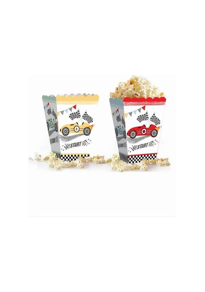 Karton Yarış Arabaları 23 Cm 8'er Adet Tabak Bardak Popcorn Kürdan Set Doğum Günü Seti Aksesuar Çok Renkli
