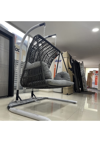 Çift Kişilik Gri Renk Salıncak Antrasit