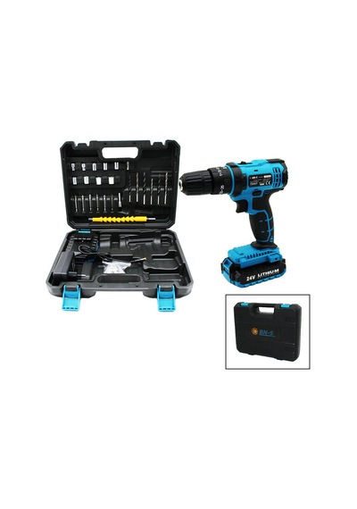 Mavi Renk Şarjlı Matkap Seti - Çantalı - 1350 Rpm - 24w Diğer