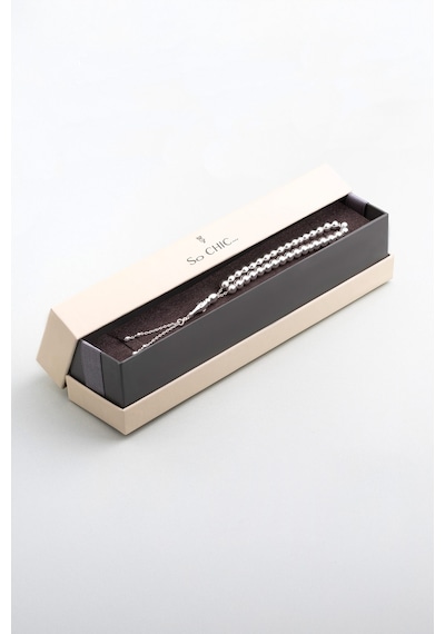 Modern Tasarım 17 Cm Gümüş Tesbih Gri