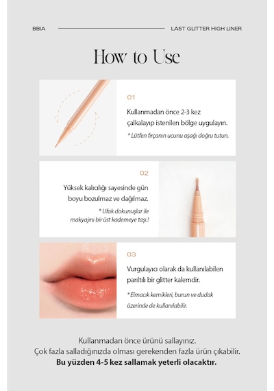 Bbia Parlak Işıltılı Kalem Highligter Bbıa Last Glitter Highliner 01 Dewy Honey