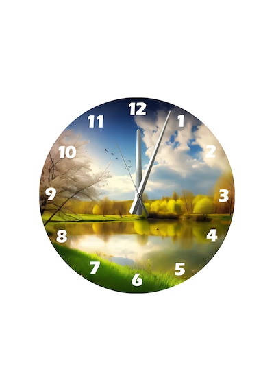 Ti-play Yeşil Berrak Ve Kuşlar 30x30cm Akrilik Dekoratif Modern Duvar Saati ÇOk Renkli