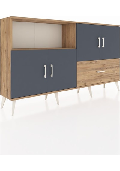 Arges Konsol 4 Raflı Tek Çekmeceli 4 Kapaklı 176x30x99 Çam-antras Çam-antrasit/çam Arges Konsol 4 Raflı Tek Çekmeceli 4 Kapaklı 176x30x99 Çam-antras Çam-antrasit/çam