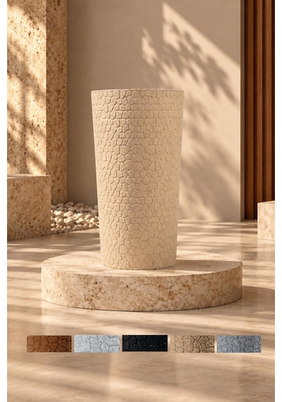 Bostann Dekoratif Saksı - Petra 120 - 80l - Bej