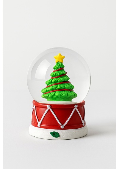 2026 Yılbaşı Noel Süslü Çam Ağacı Temalı Mini Boy Işıklı Kar Küresi 6.5 Cm A